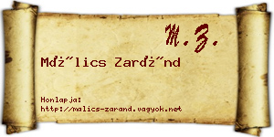 Málics Zaránd névjegykártya